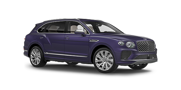 JCT600 Limited Bentayga Extended Wheelbase Mulliner luxury SUV front three quarter in Tanzanite Purple paint